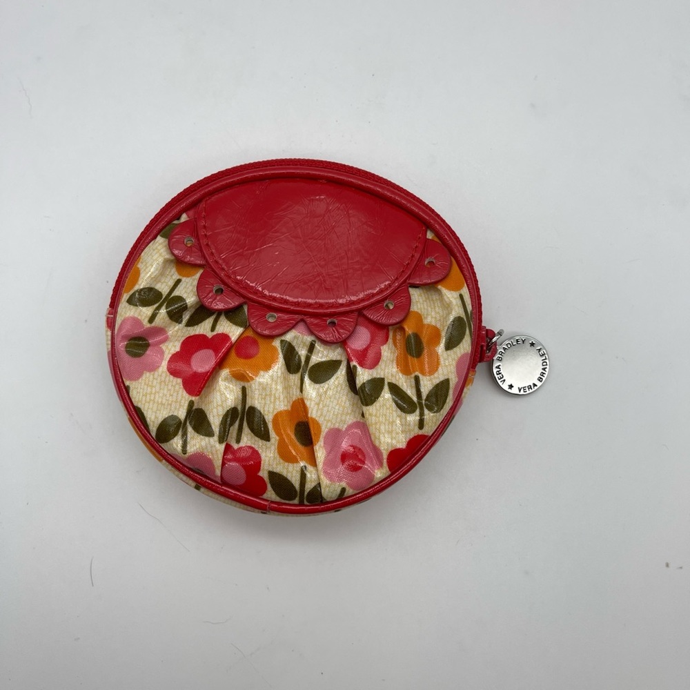 Vera Bradley Frill Peek-a-Boo Vinyl Coin Purse Folkloric Wallet Floral Retired